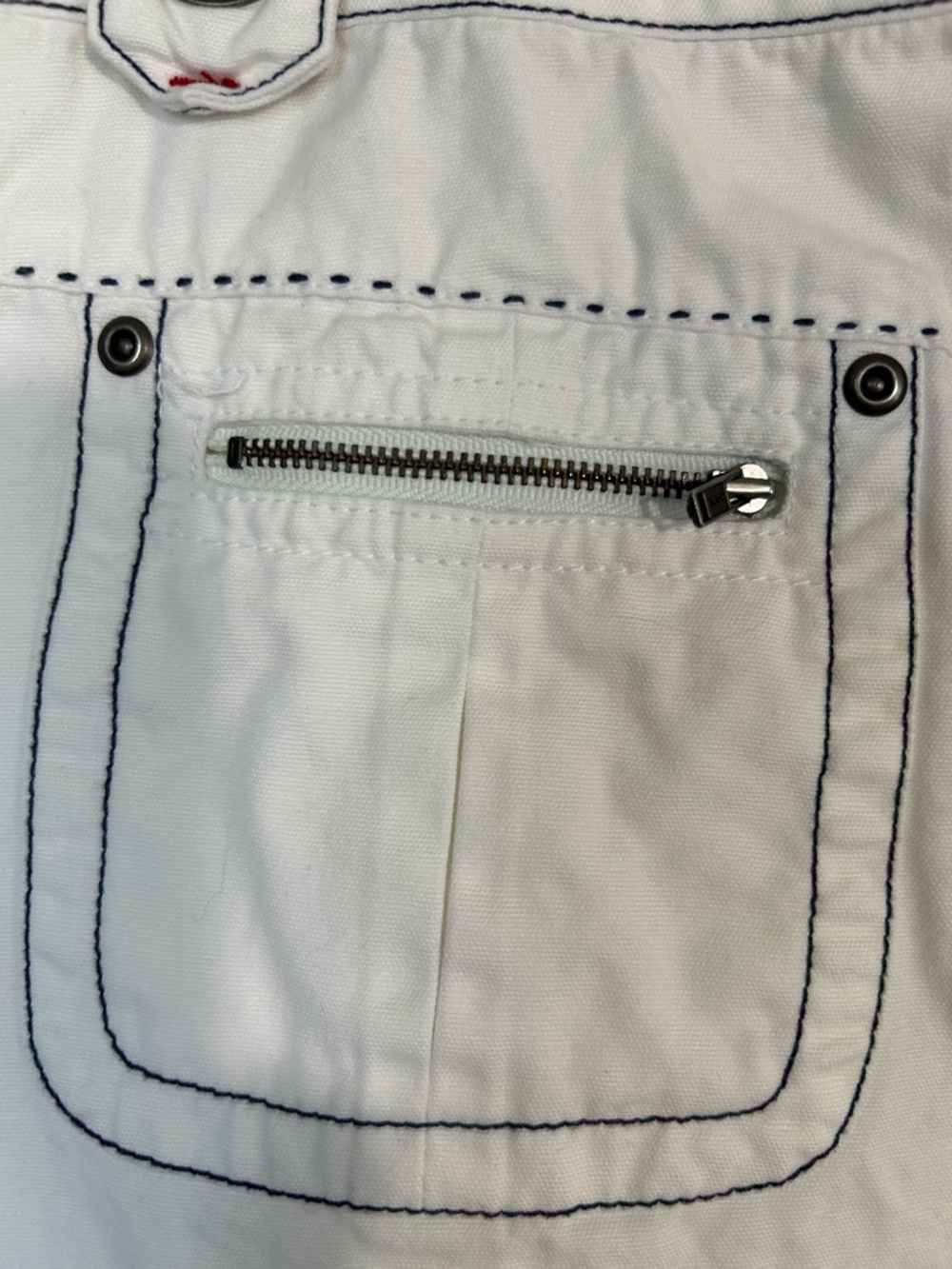 CAbi White A-Line Skirt with Navy Contrast Stitching - Picture 6 of 8